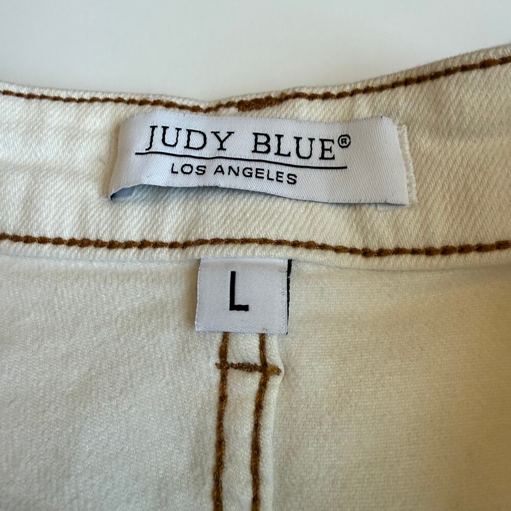 Judy Blue Adventureland Off White Denim Shorts Women's Large - Picture 8 of 14